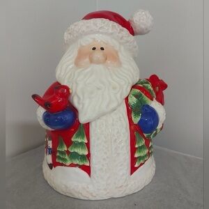 2004 jolly santa cookie jar Christmas cardinals